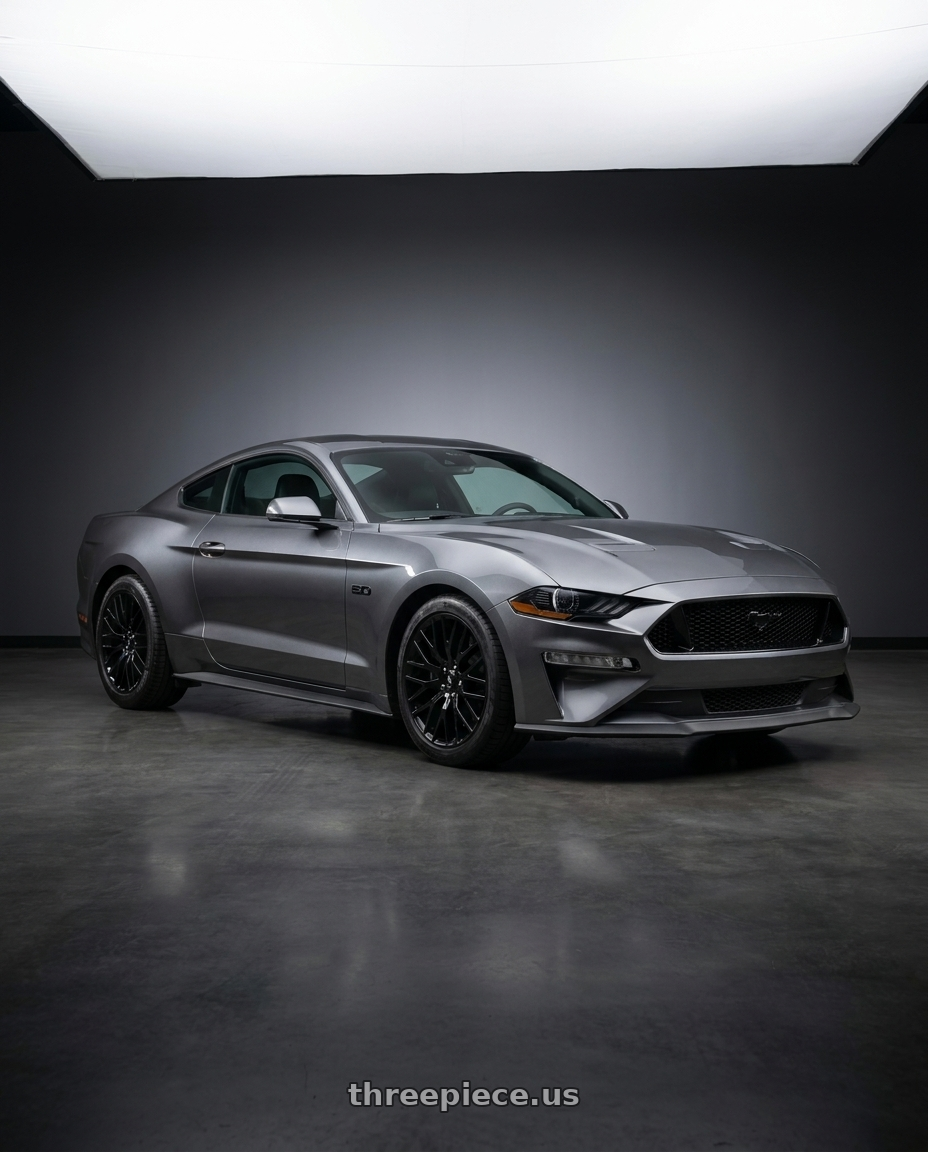 2022 Ford Mustang GT with REPLICA WHEELS R5056 5x120 19x8.5+35 GLOSS BLACK wheels
