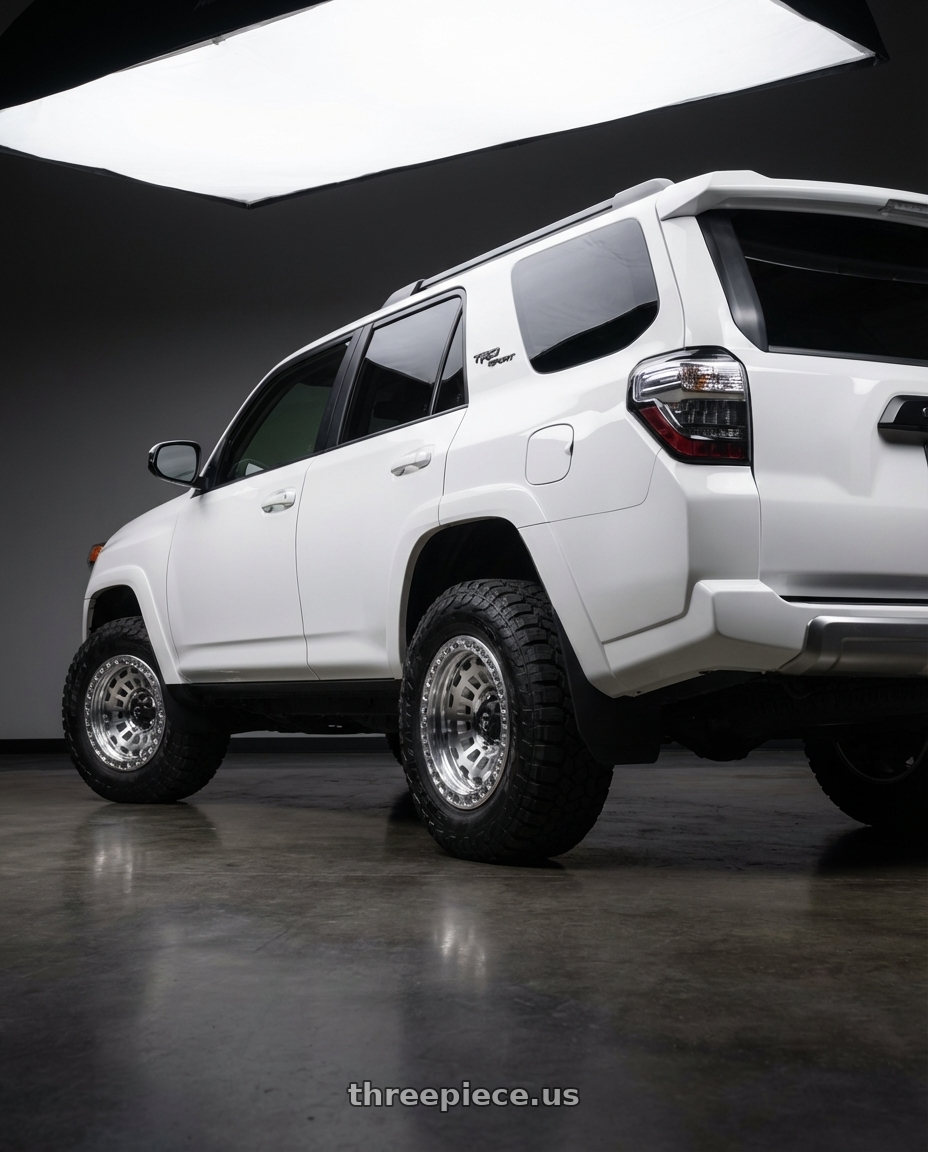 2022 Toyota 4Runner with Fuel 1PC D102 ZEPHYR BEADLOCK 6X139.7 17X9 -15 GLOSS MACHINED wheels rear three quarter view meaty tires
