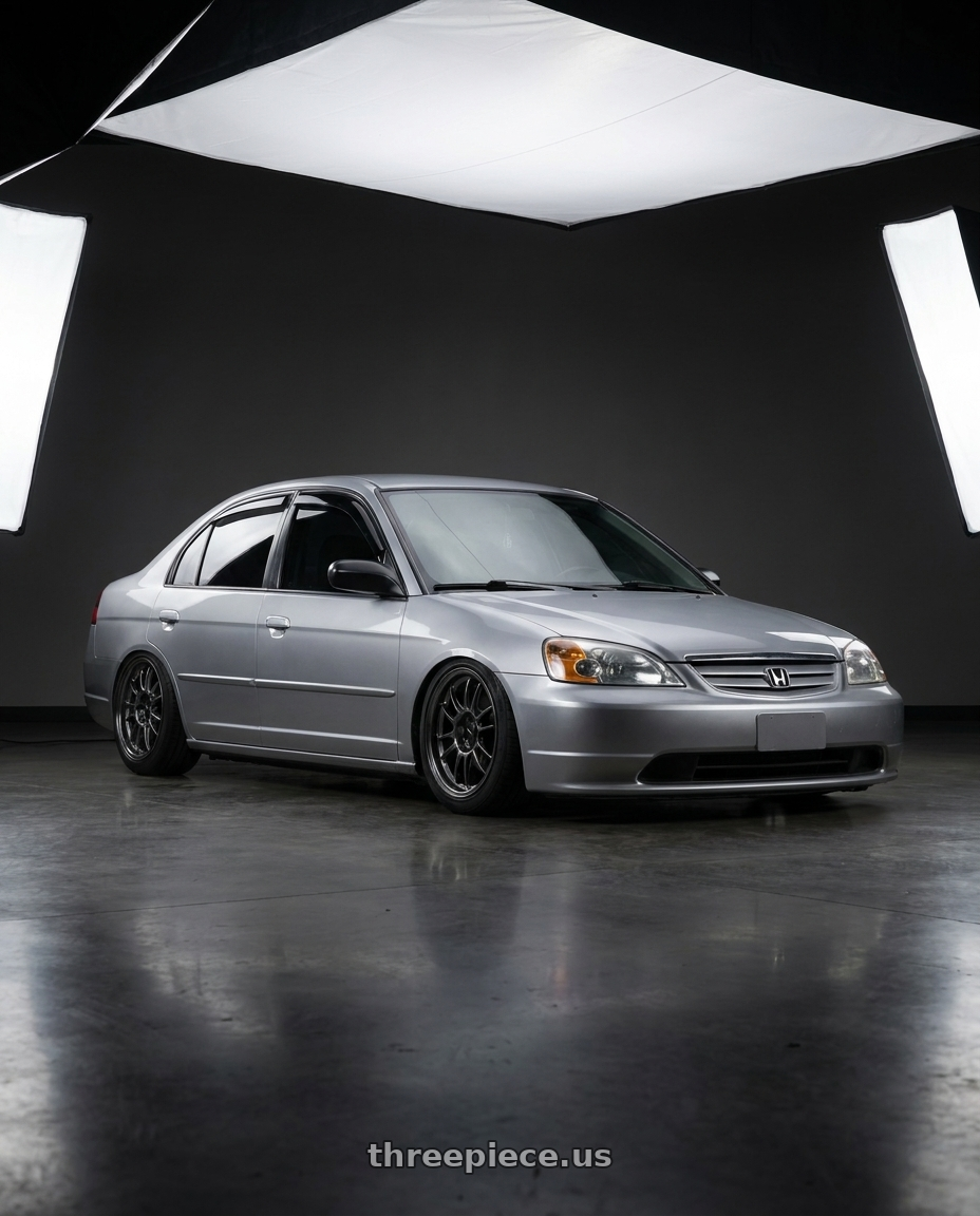 2002 Honda civic with Vors TR4 5x100 17x8  +35 Hyper Black wheels