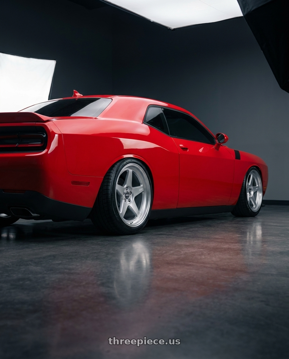 2021 Dodge Challenger GT AWD with ESR Wheels CR SERIES CR5 5x115 19x9 +20 Hyper Silver wheels rear three quarter view square tires