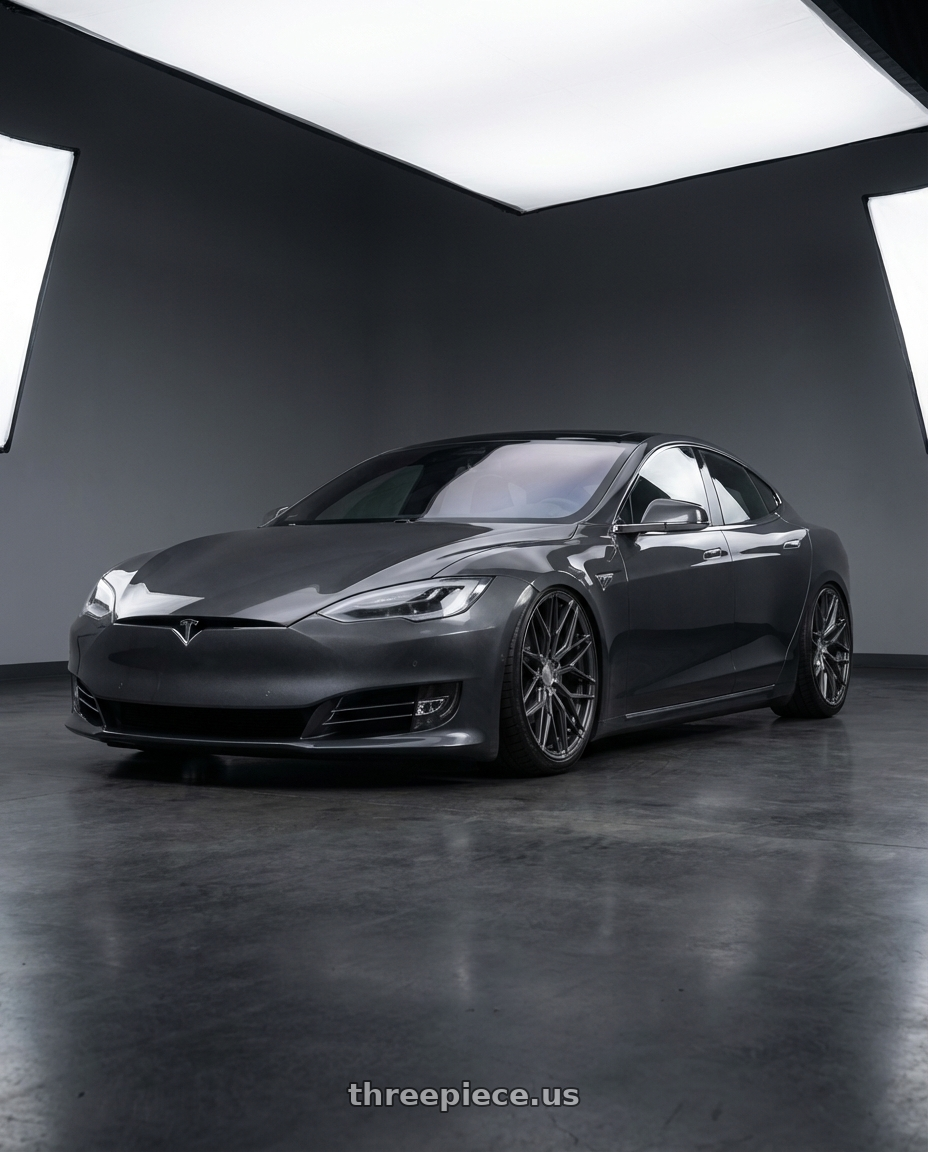 2018 Tesla Model S with Avant Garde Wheels M520R 5X120 21x12 +52 Dark Graphite Metallic wheels