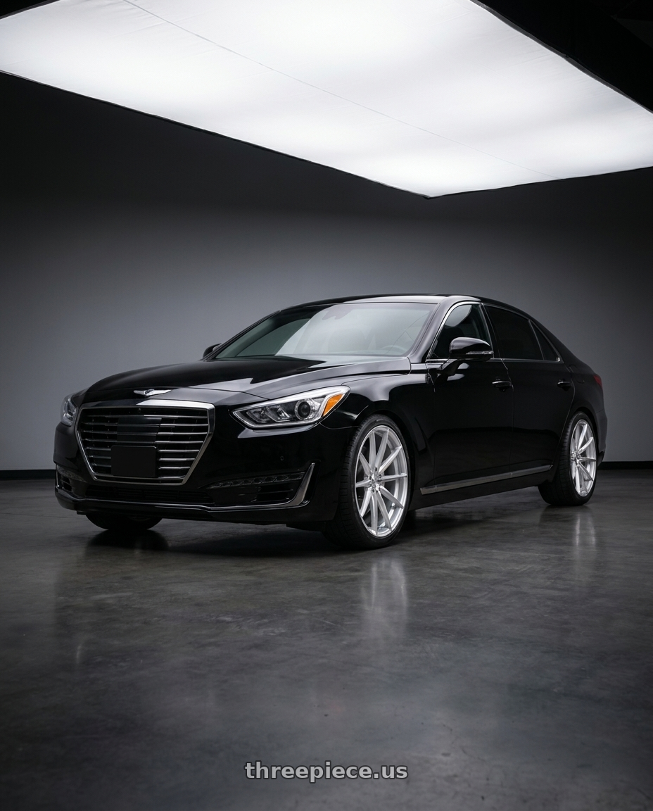 2018 Genesis G90 with DOLCE PERFORMANCE VELOCE 5x114.3 20x10 +40 Gloss Silver Machined Face wheels