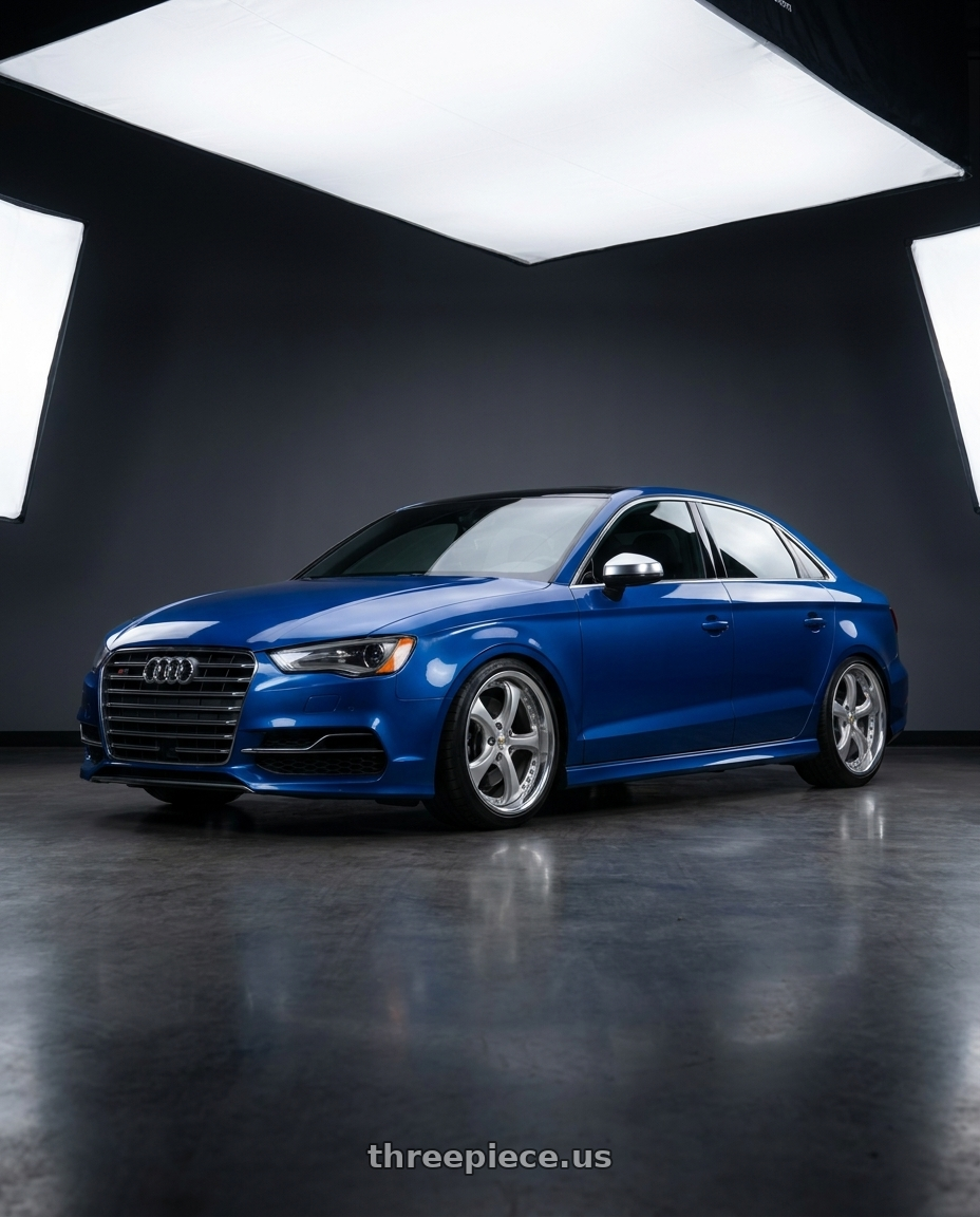 2016 Audi s3 Sepang pearl with Work Wheels VS-KF 5x112 18x8.5+35 Light Grey Silver L Disk FULL REVERSE wheels