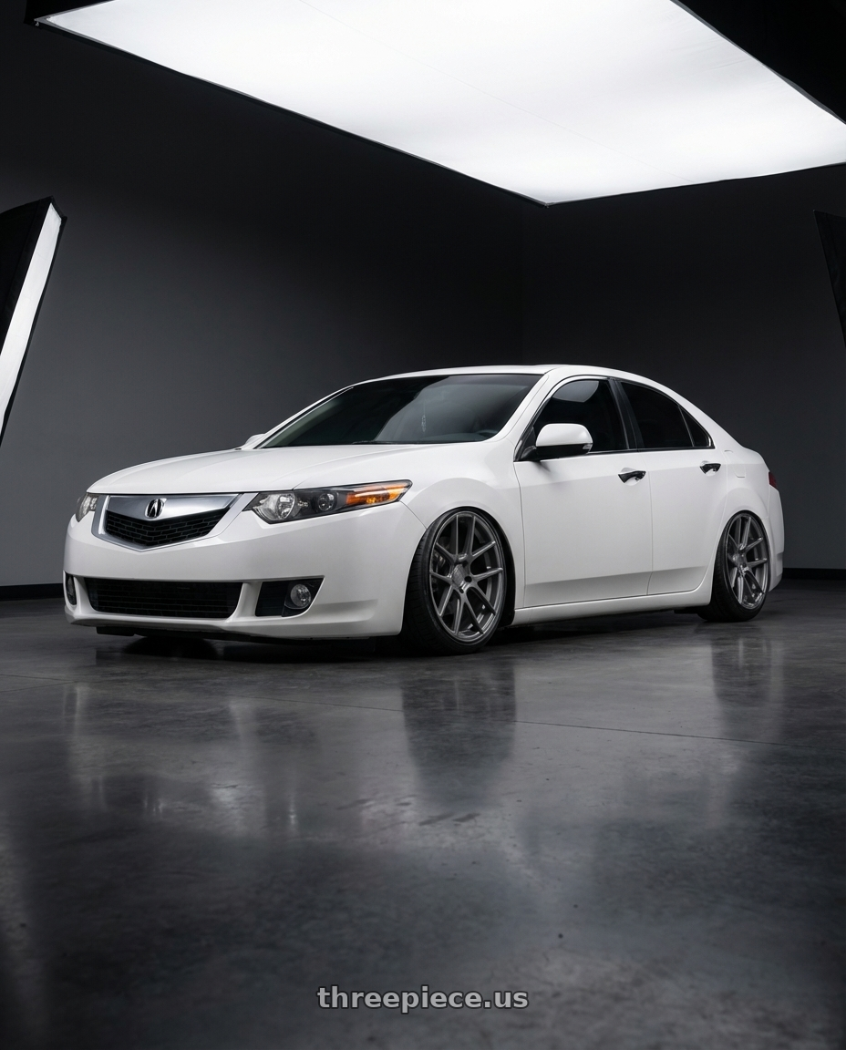 2013 Acura TSX with Avant Garde Wheels M510 5X114.3 19x9.5 +40 Dolphin Grey wheels front three quarter view stanced stance