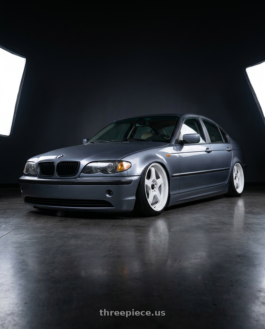 2003 BMW e46 325xi sedan with Vors SP1 5x120 18x8  +35 All White wheels