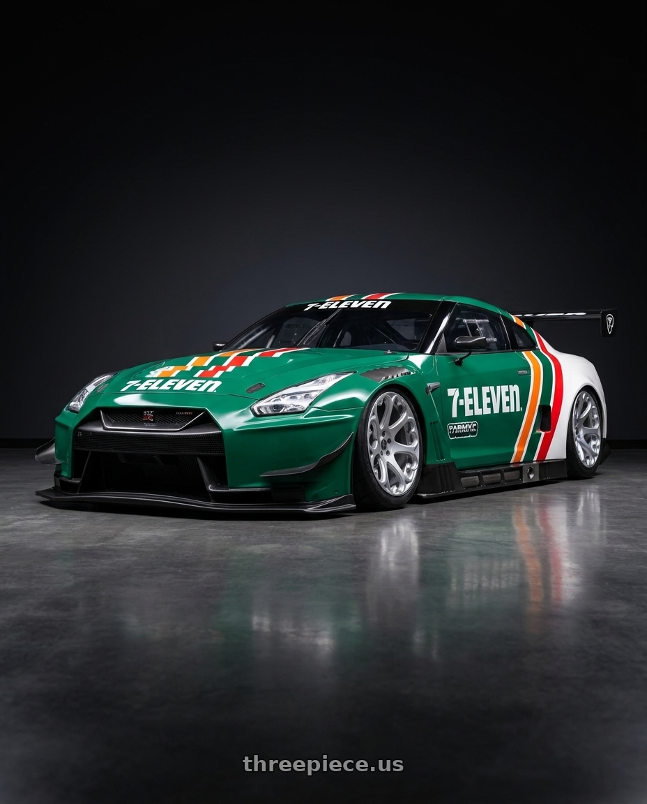 2025 NISSAN GT-R NISMO GT3(TARMAC WORKS × 7-ELEVEN TAIWAN 7-11限定紀念車) with Heritage Wheel Kokoro MonoC 5X120 20x10+45 Silver wheels