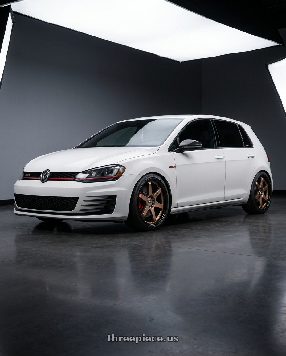 2017 Volkswagen gti with Spec-1 SPT-33 blank 4x/5x 17x9 +42 Matte Bronze & Black Lip wheels