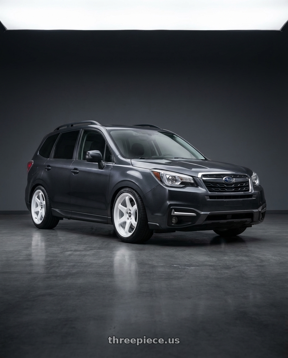 2017 Subaru Forester XT Dark Metallic Grey with ESR Wheels APEX SERIES AP6 5x114.3 18x9.5 +35 Gloss White wheels