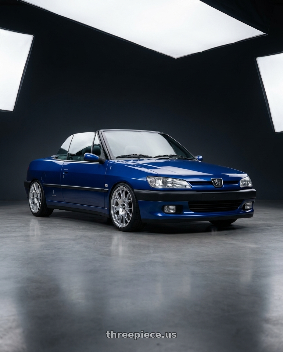 1995 Peugeot 306 Cabriolet (N3) Square fog lights , Royal Blue with BBS CH-R 5x120 19x9.5 +35 Brilliant Silver Polished Rim Protector wheels