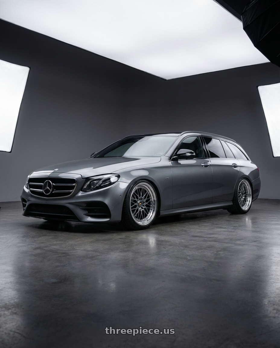 Mercedes benz e300de wagon  year 2020 with Work Vs-Xv 5x100 18x7+15 A Disk Brilliant Silver Black wheels