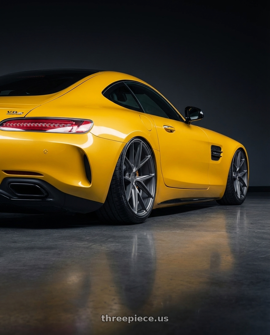 2019 Mercedes-Benz AMG GT with Niche 1PC M116 MISANO 5X112 20X10.5 +20 MATTE GUN METAL wheels rear three quarter view slight stretch tires