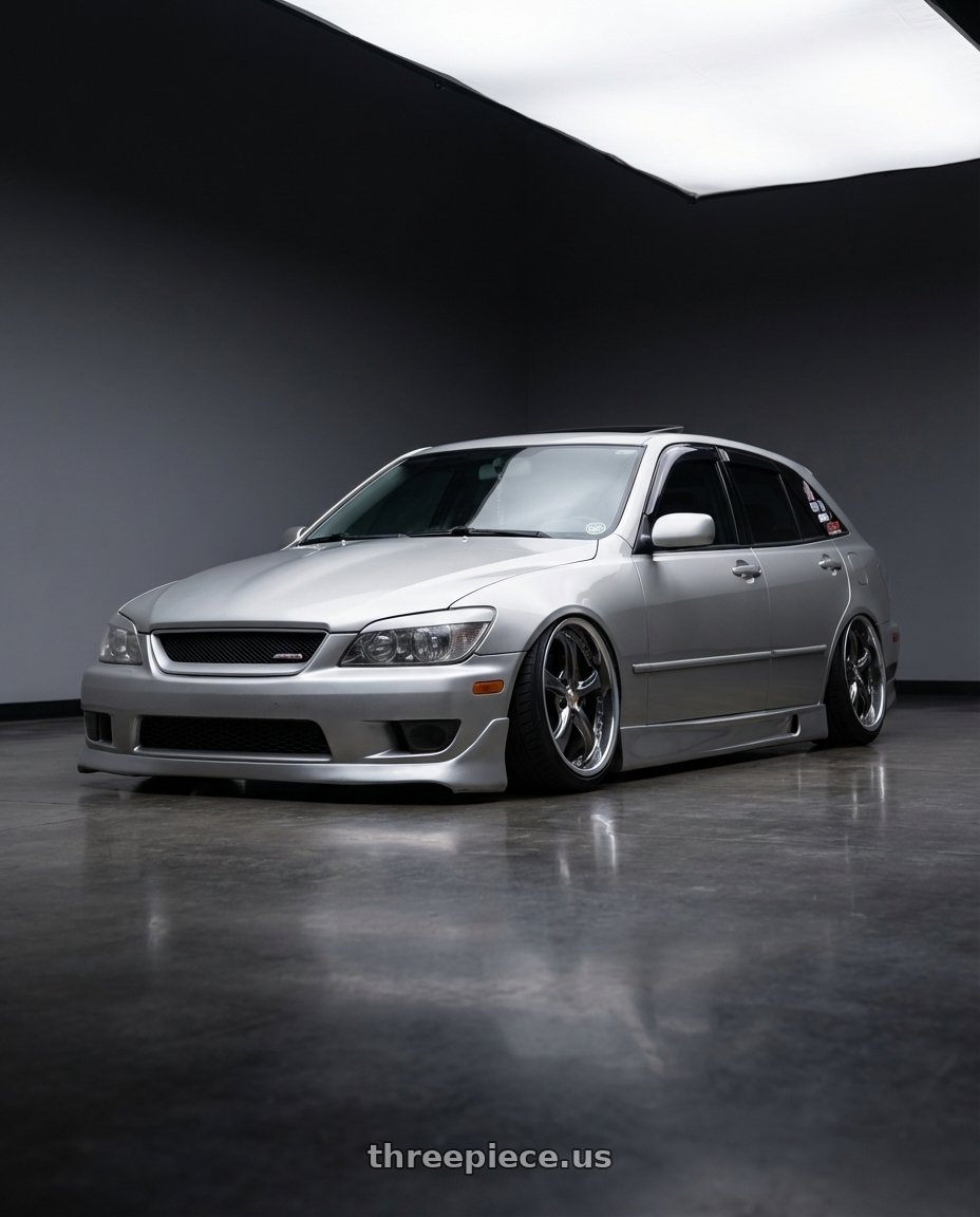 2002 lexus is300 sportcross with Work Wheels VS-KF 5X114.3 19x8+2 Brilliant Silver Black A Disk FULL REVERSE wheels