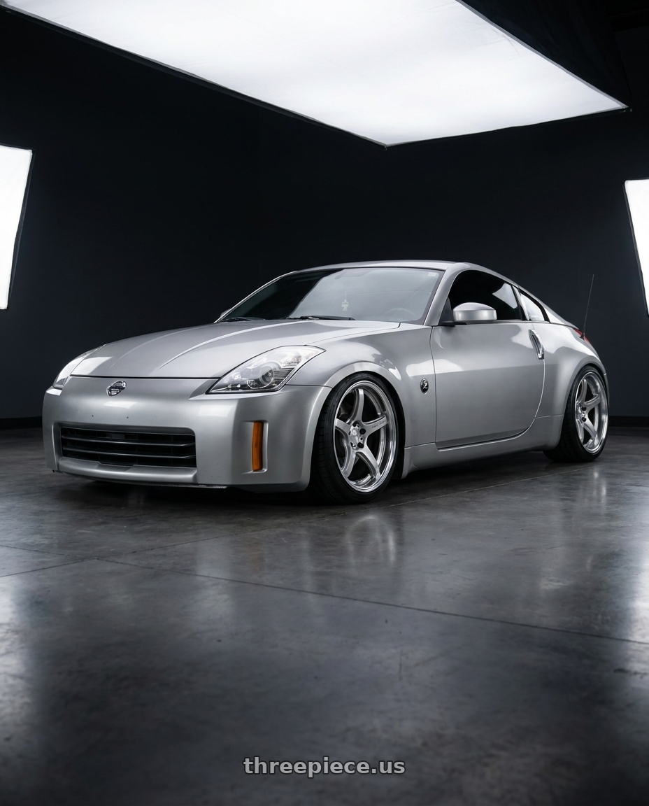 2008 nissan 350z base silver with Work T5R 2P 5x114.3 18x10.5 +22 GT SILVER wheels