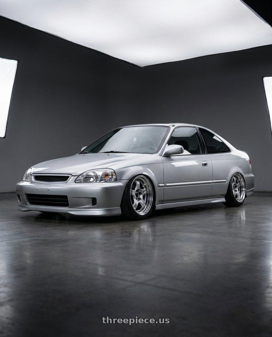 1998 Honda civic ex with Work Meister S1 2P 4x100 15x8+22 A Disk Silver wheels