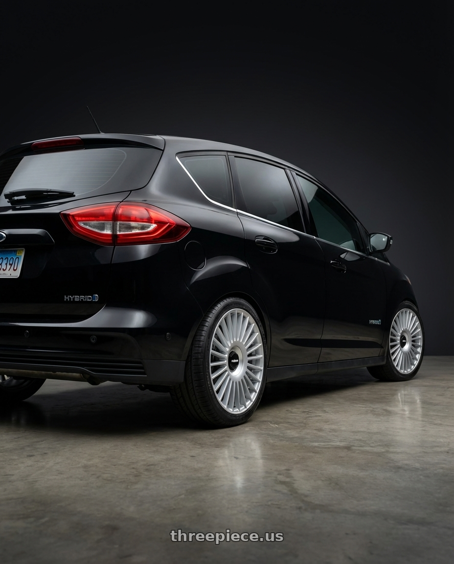 2017 Ford Cmax with Rotiform RC202 GRZ BLANK 17x8 +35 GLOSS SILVER wheels rear three quarter view square tires