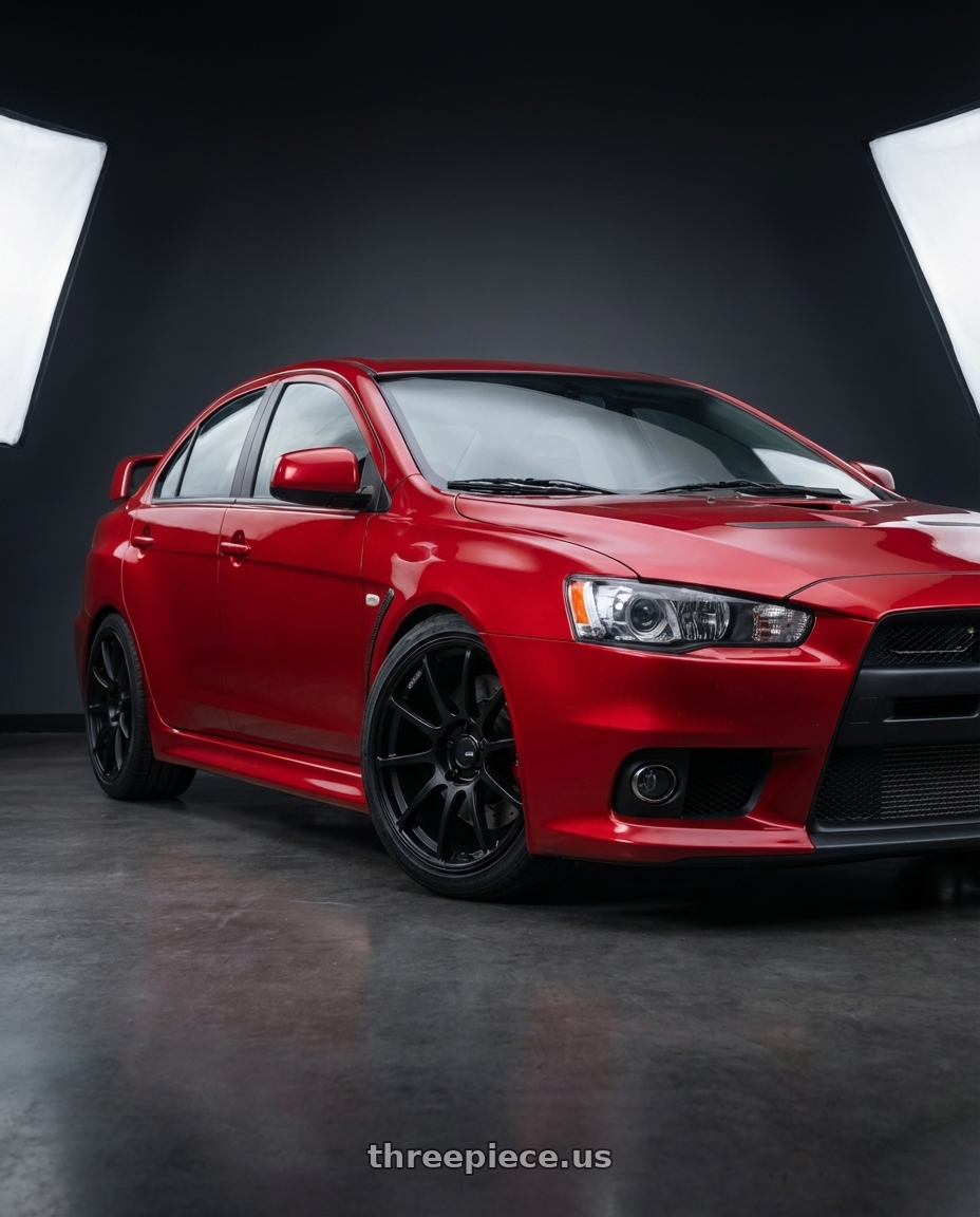 2012 Mitsubishi Lancer Evo X with Ssr Gtv02 5x114.3 18x9+45  FLAT BLACK wheels