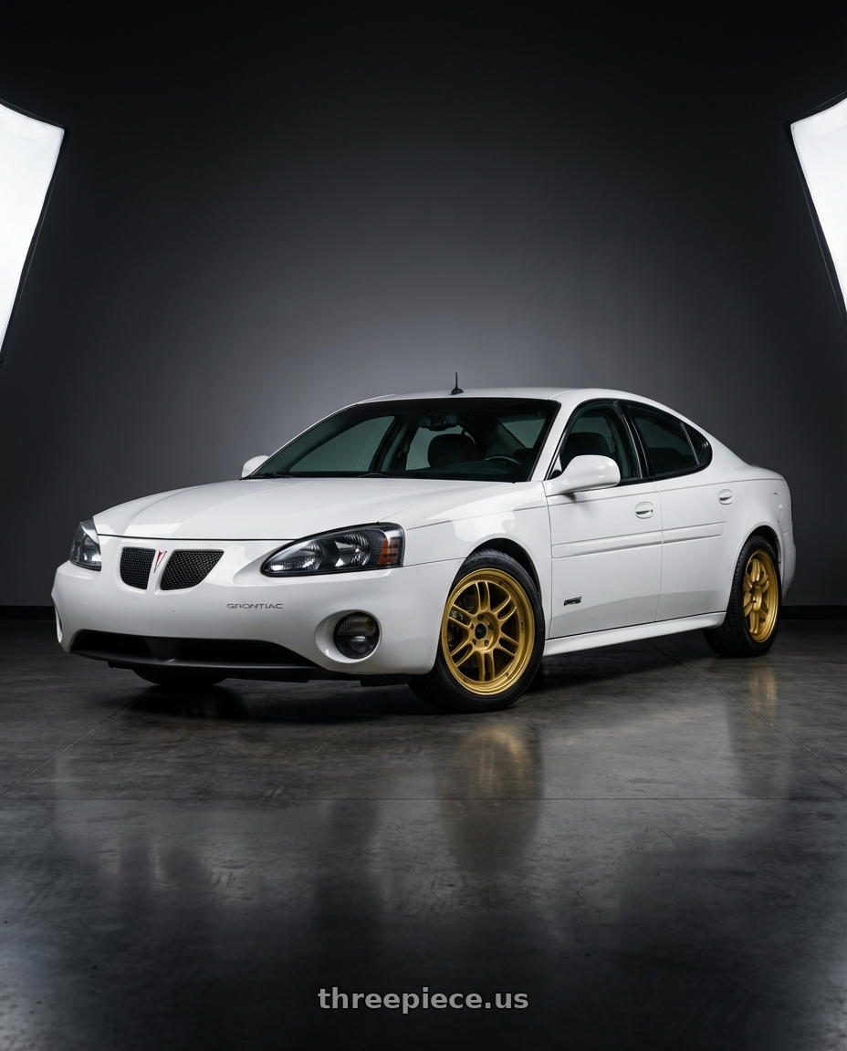 2004 Pontiac grand Prix white with Enkei RPF1 5x100 17x8+45 Gold wheels