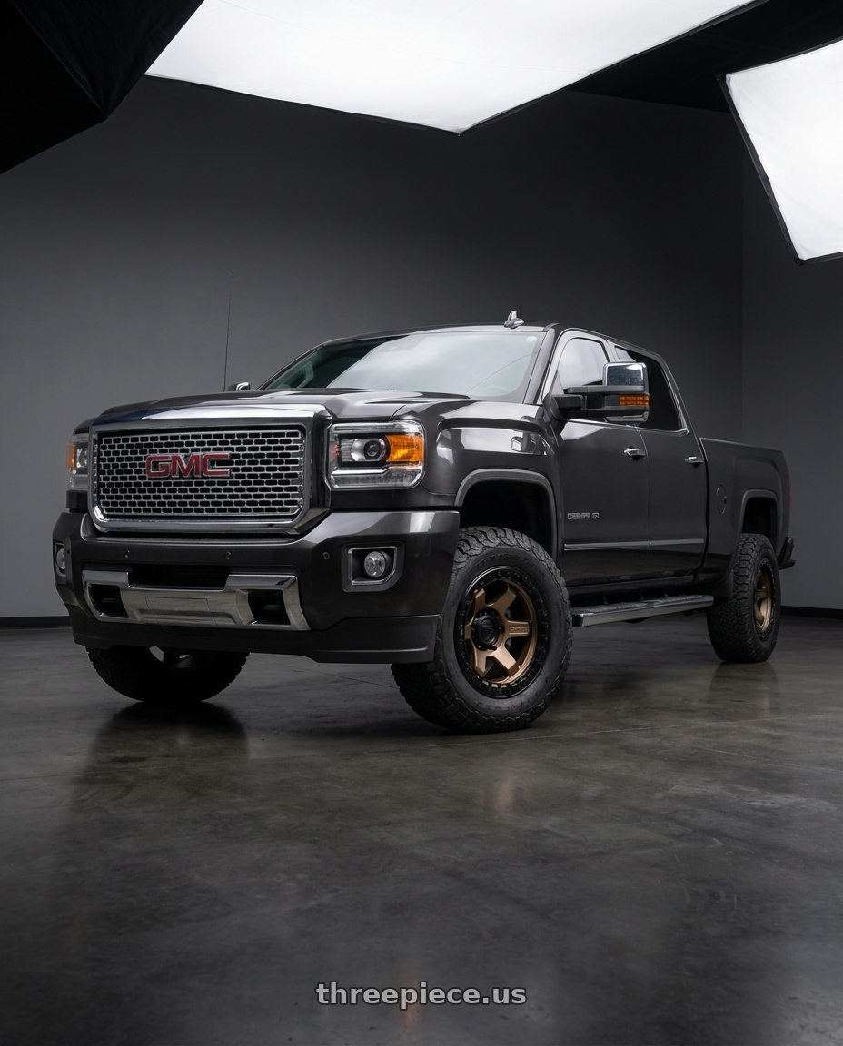 2016 GMC SIERRA 2500HD Denali with Fuel 1PC D124 BLOCK BEADLOCK 6X135 17X8.5 +0 MATTE BRONZE WITH MATTE BLACK RING wheels