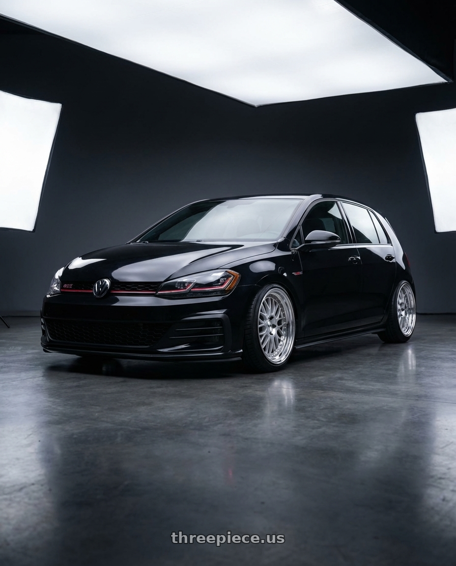 2021 Volkswagen Gti S Black with Work Meister M1 3p 4x100 16x10.5+13 W Disk Silver wheels