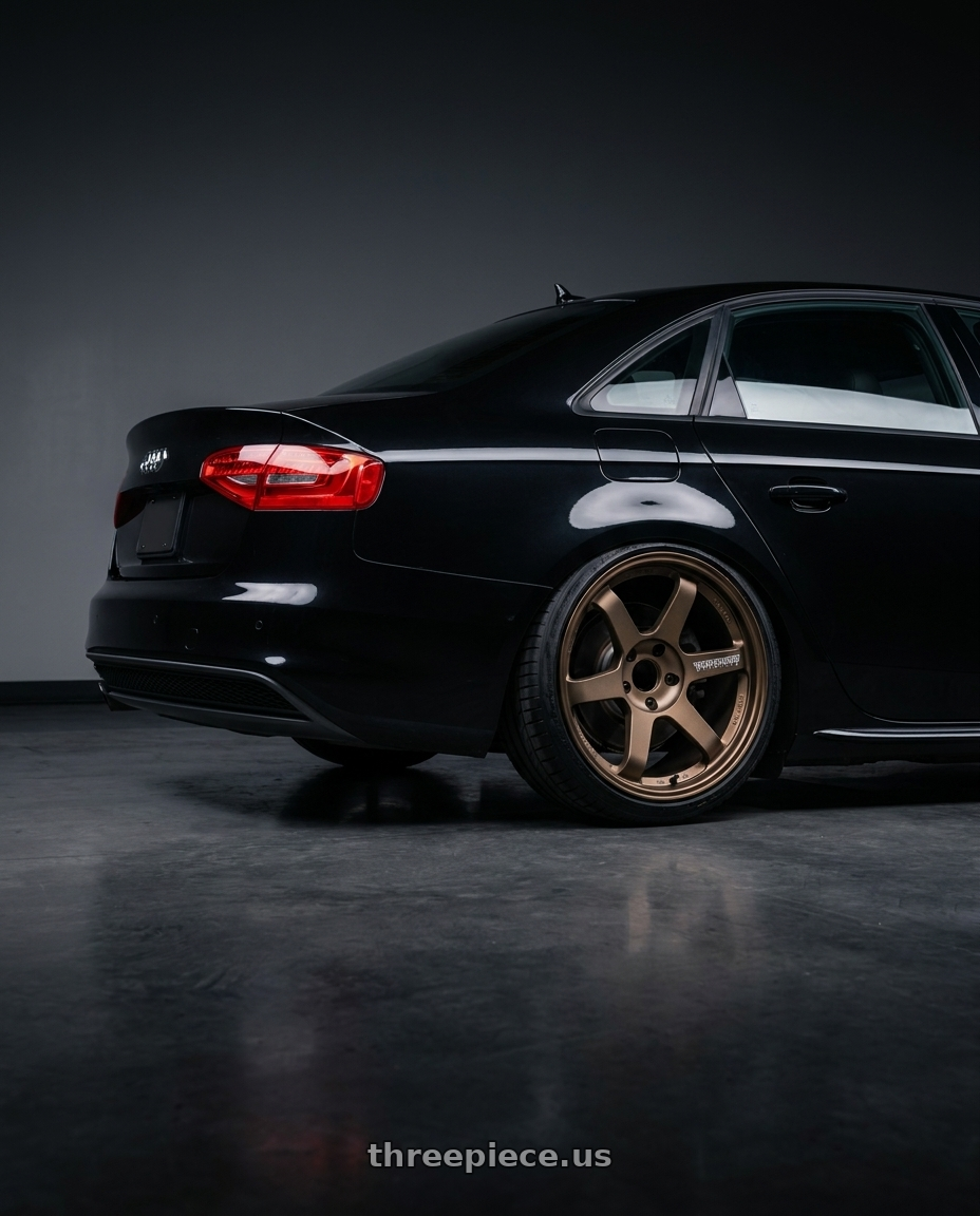 2014 Audi a4 with Volk Racing TE37 Progressive Model 6x139.7 18x9+0 Large PCD wheels rear three quarter view slight stretch tires
