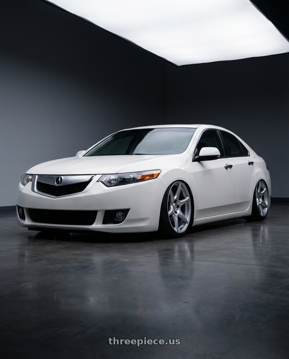 2013 Acura TSX with Kansei K11S Tandem 5x114.3 19x9.5 22 Hyper Silver wheels