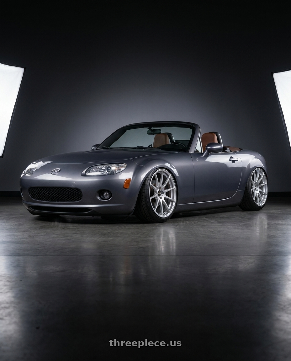 2007 Mazda Miata with BBS FS 5x112 19x10 +38 PFS Diamond Silver wheels