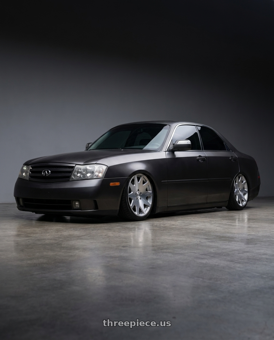 2003 Infiniti M45 Black with MRR HR3 5x114.3 20x8.5  +35 Silver Machine Face wheels