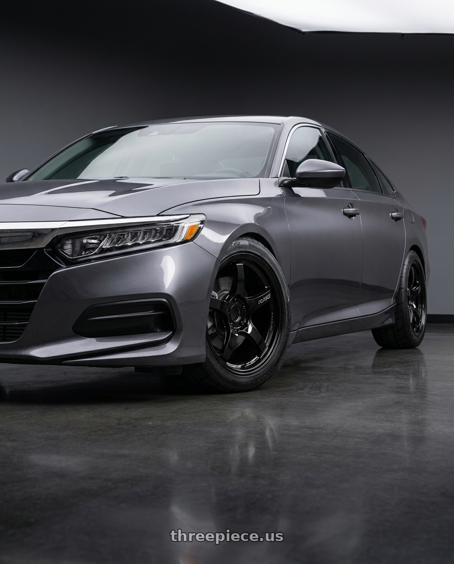 2019 honda accord lx with Gram Lights 57CR 5x114.3 18x9.5+22 Glossy Black wheels