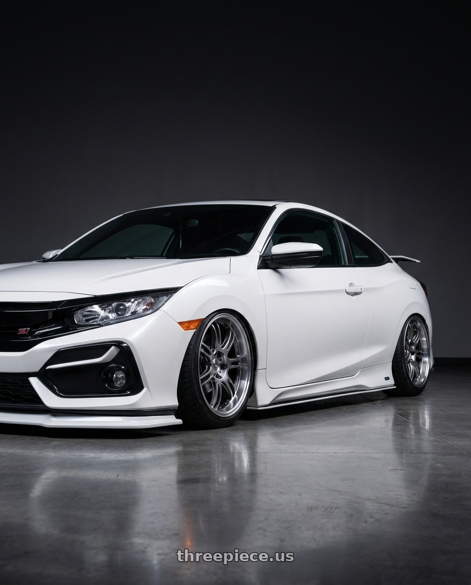 2019 honda civic Si coupe 2dr with Work Emotion D9r 5x100 18x9.5 +30 Gt Silver Rim Cut wheels