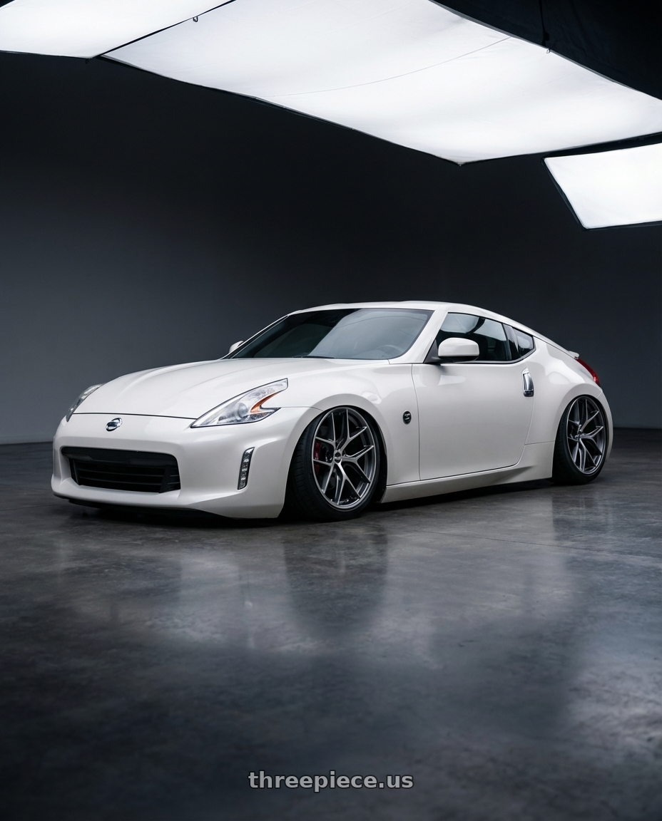 2019 Nissan 370Z with BBS CC-R 5x114.3 19x8.5+30 Graphite w/ Diamond Cut Face wheels front three quarter view stanced stance