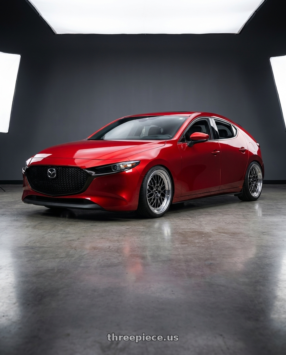 2024 Mazda 3 with RTX Amaze II 5x114.3 17x7.5 +40 Black Chrome (pvd) With Machined Lip wheels