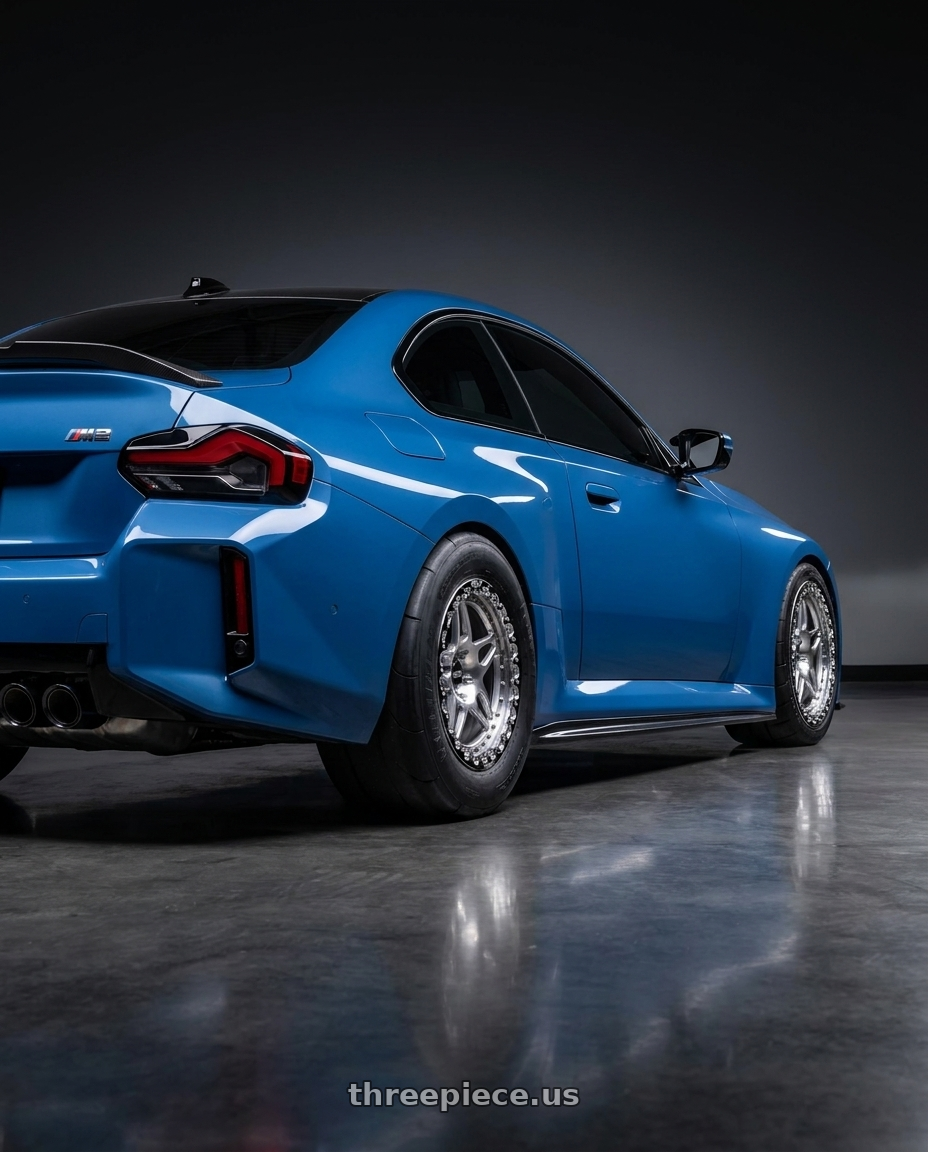 2024 bmw m2 with Belak Industries Series 3 Wheel - Single Beadlock Billet 5x120 15x10 +39 wheels rear three quarter view excessive tires