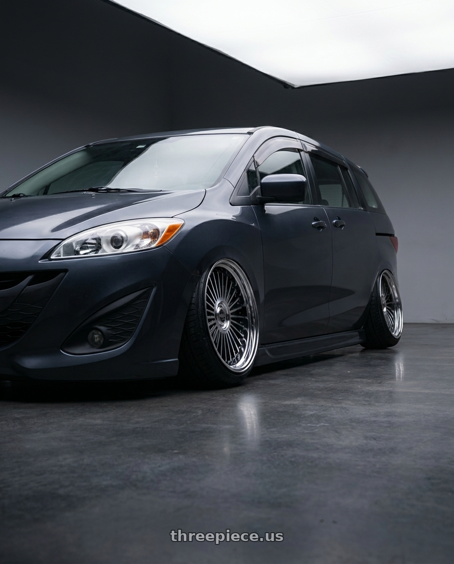 2012 Mazda 5 with Work Emitz Black Polish 5x114.3 19x11.0 +38 wheels