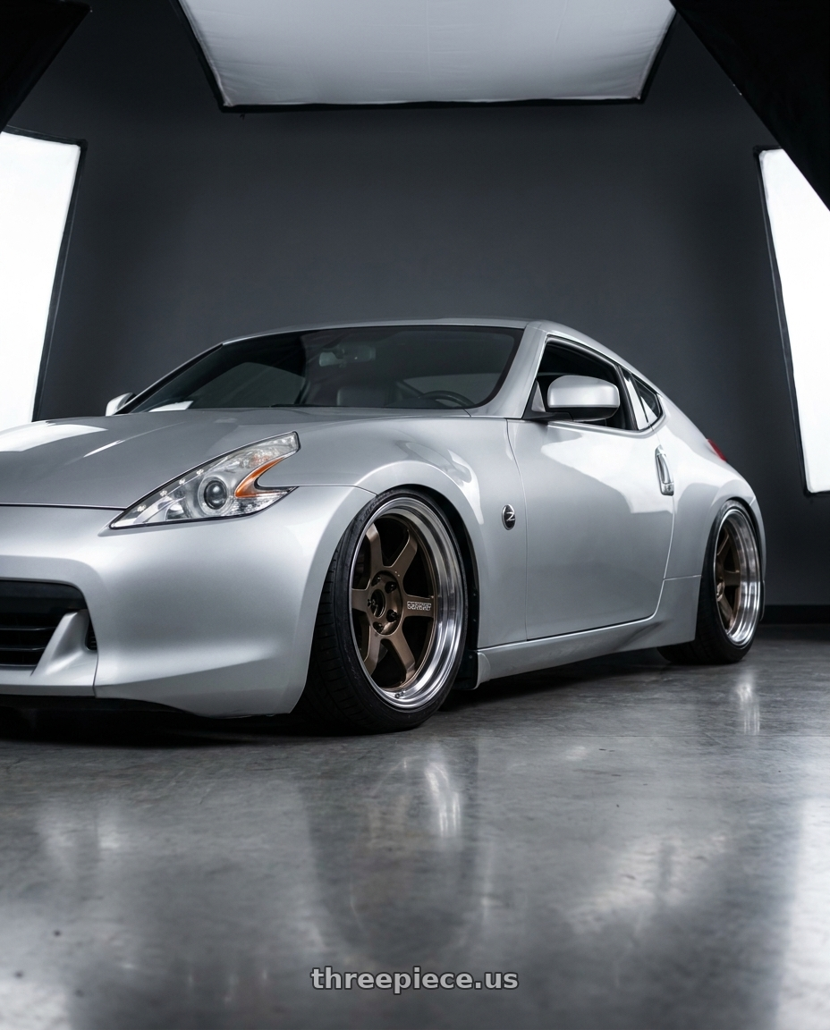 2009 Nissan 370z with Volk Racing TE37V SPEC-SR 5x114.3 18x10.5+15 Shining Bronze Metal / FDMC wheels