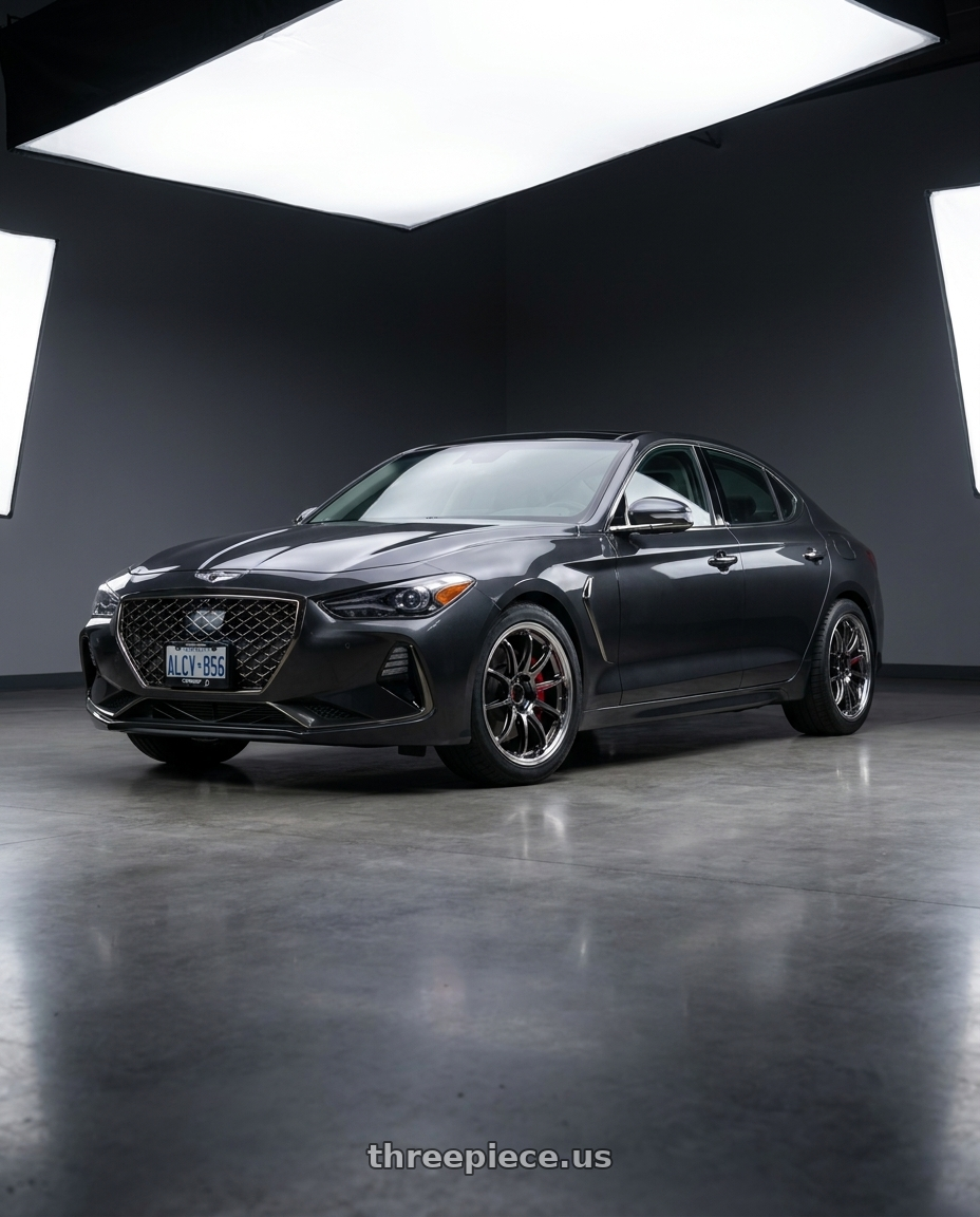 2019 Genesis G70 with Work Emotion Zr10 4x100 15x5 +48 Glim Black Diamond Rim cut wheels