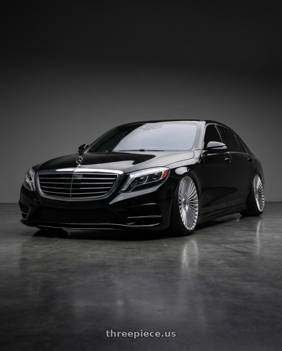2014 Benz s550 with DOLCE LUXURY TRENTO 6x135/6x139.7 22x9.5 +18 Glossy Silver Brush Face wheels