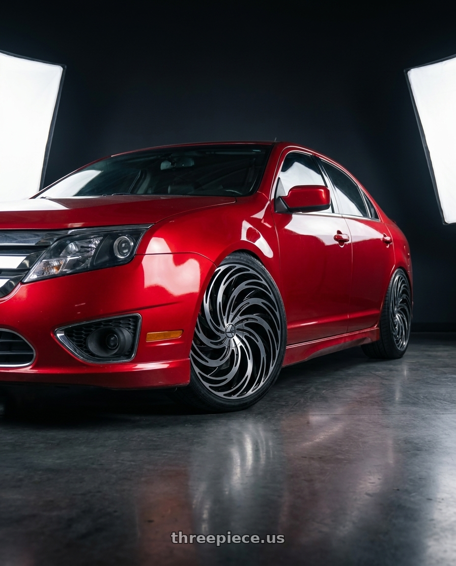 2012 Ford Fusion Sport with Azara AZA-531 5x114.3 / 5x120 22x8.5 +38 Gloss Black & Machined wheels