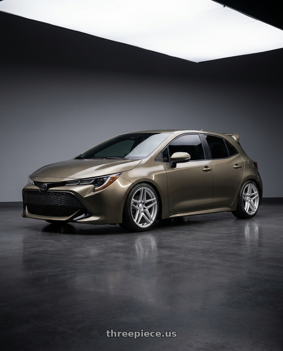 2019 Corolla hatch se oxidize bronze with spoiler with Kansei K15H Astro 5X100 18x9 22 Hyper Silver wheels