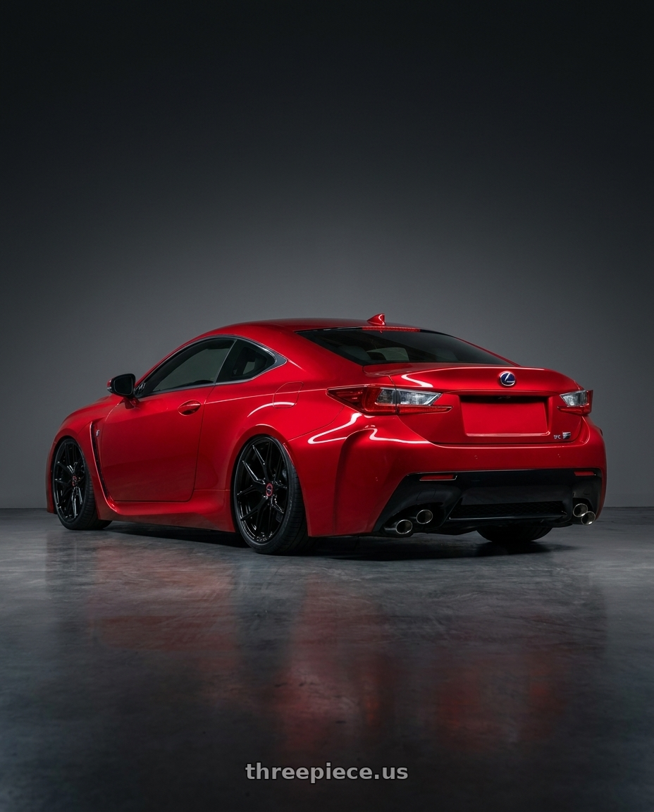 2018 Lexus RC F with Vossen HF-5 19x9.5 / 5x114.3 / ET40 / Deep Face / 73.1 - Gloss Black Wheel - HF5-9N63 wheels rear three quarter view slight stretch tires