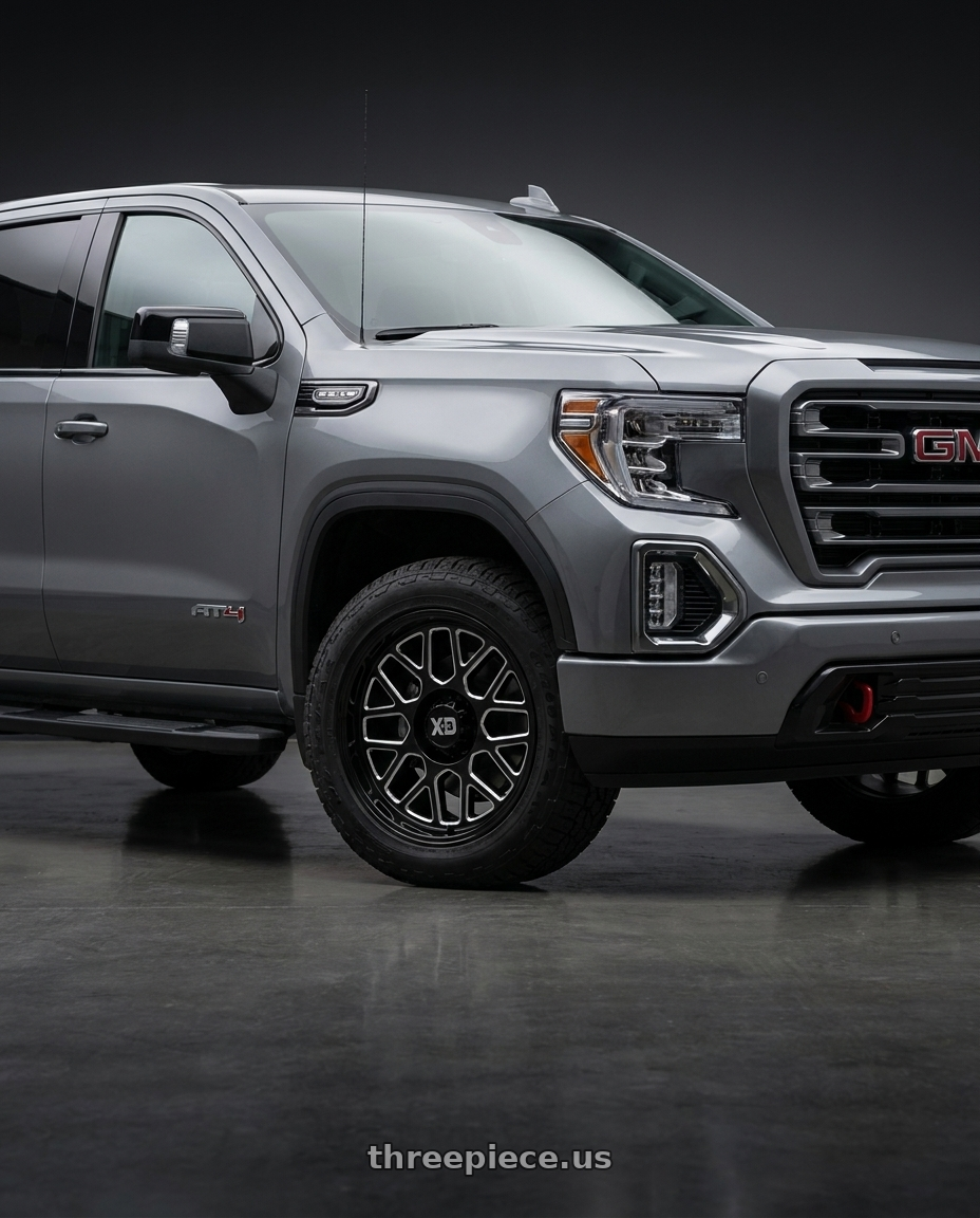 2021 GMC Sierra 1500 AT4 with XD XD849 GRENADE 2 6X139.7 20X9 +0 GLOSS BLACK MILLED wheels