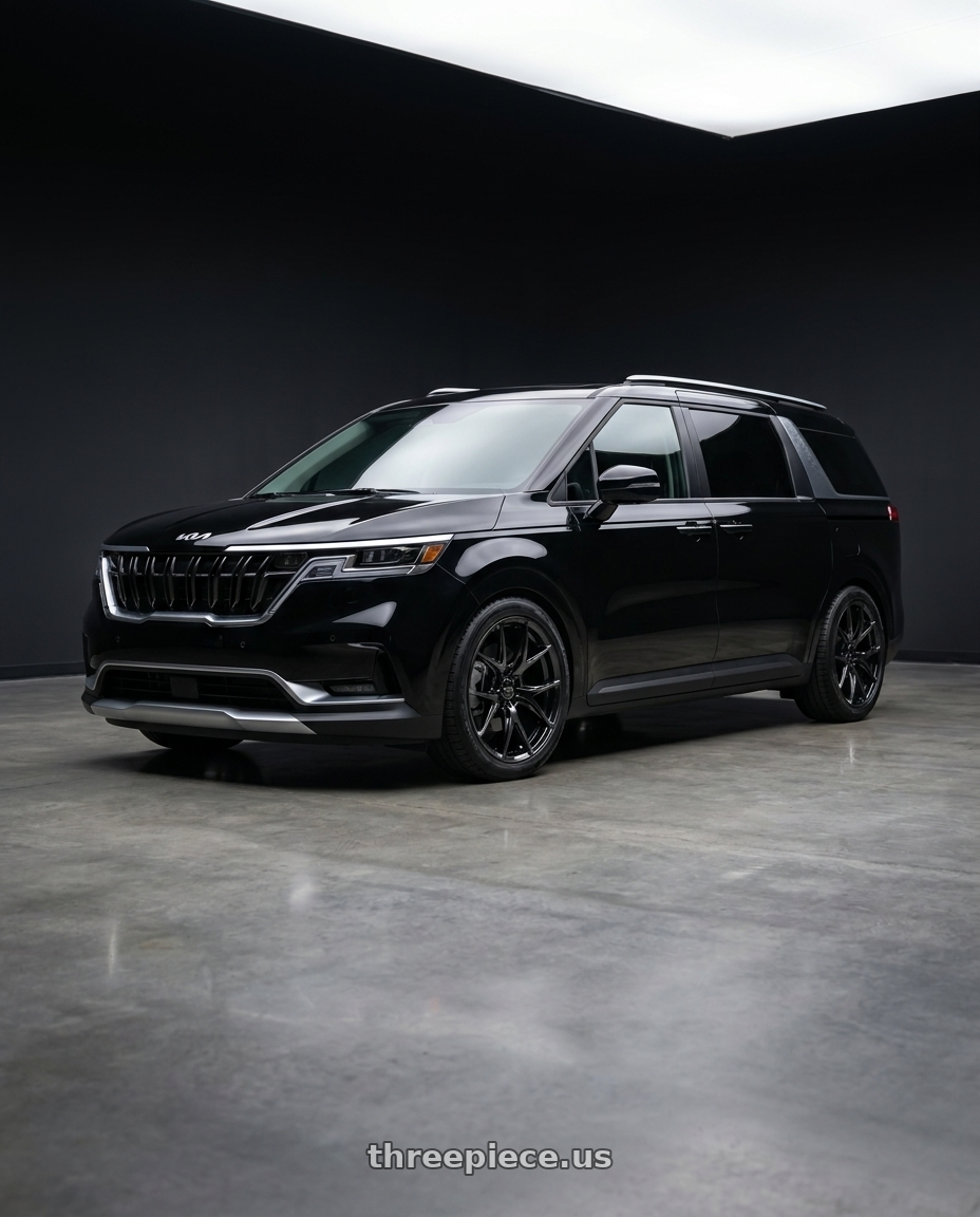 2025 Kia carnival with Versus VERSUS VV21S 5x114.3 20x8.5+45 Jet Black wheels