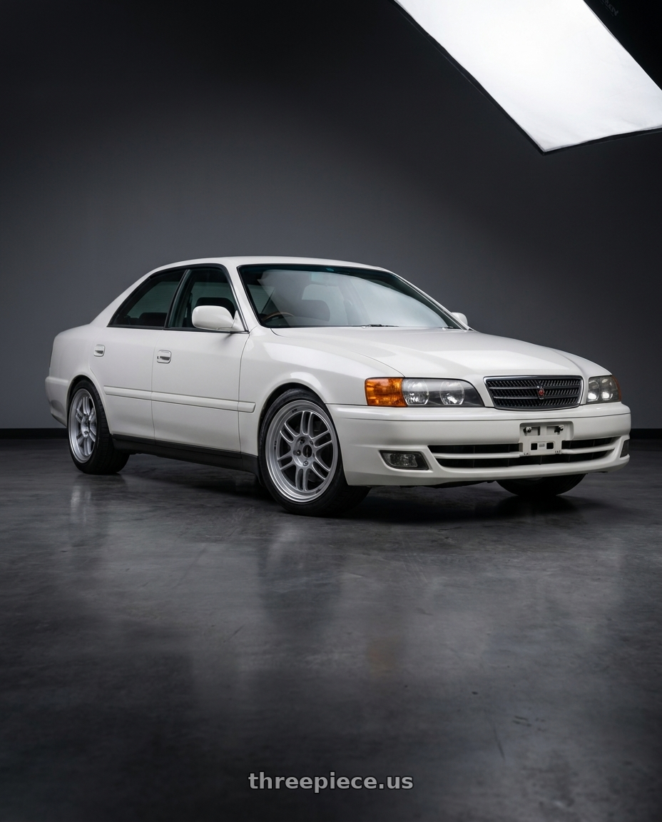 1999 Toyota Chaser Tourer GP with Enkei RPF1 5x114.3 18x8.5+40 Silver wheels