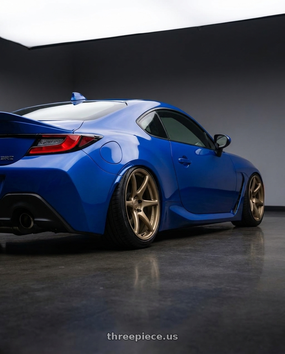 2024 Subaru BRZ with Kansei K11B Tandem 5x114.3 18x8.5 35 Bronze wheels rear three quarter view slight stretch tires