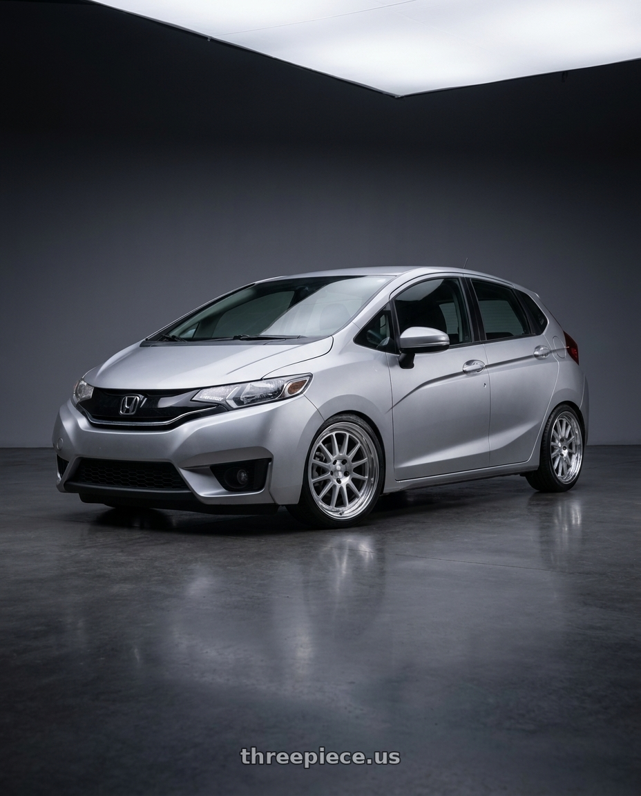 honda fit 2015 with Work Seeker Fx 4x100 16x7+45 L Disk Matte Silver Polish wheels