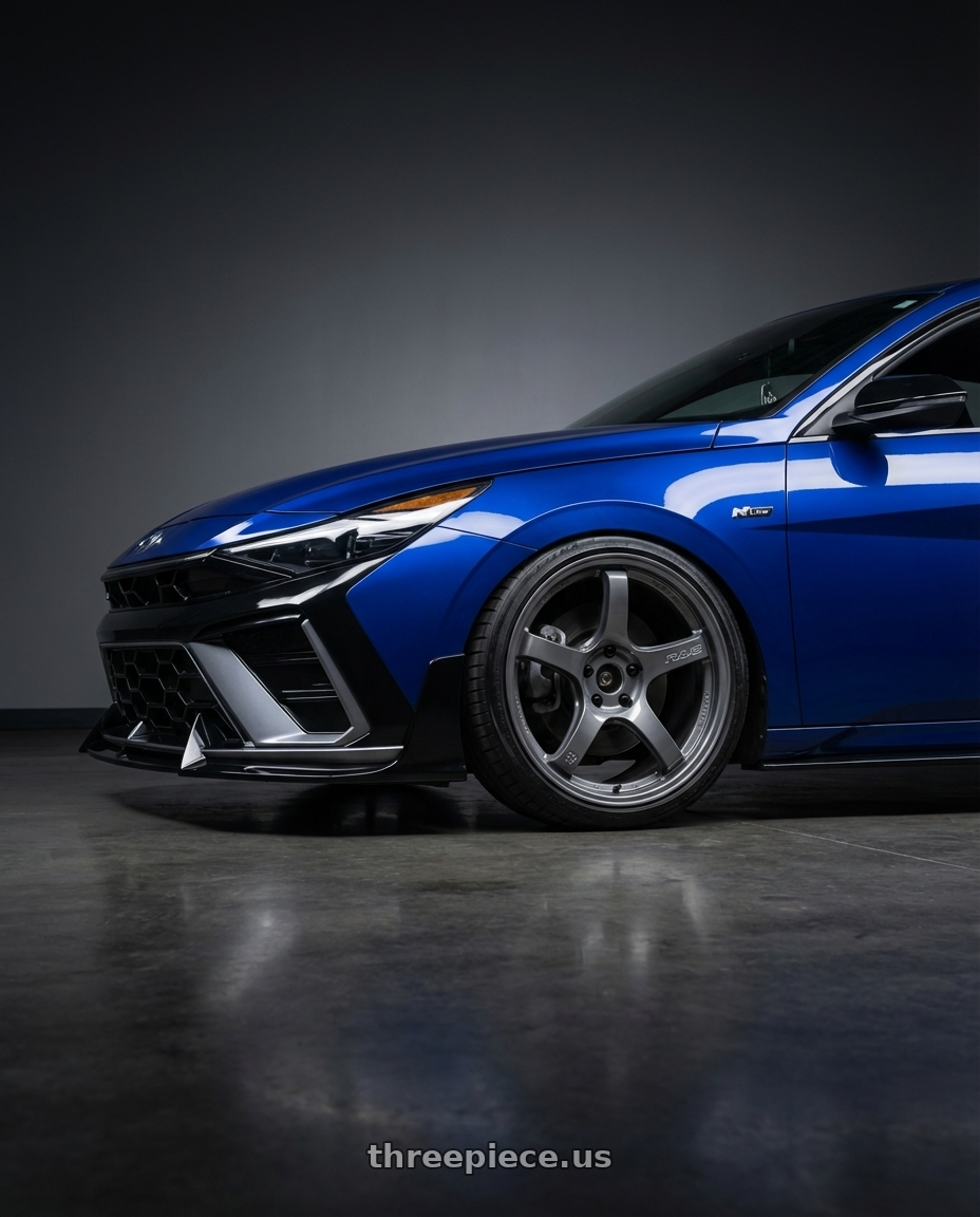 2025 Elantra N Line  with Gram Lights 57CR 5x114.3 18x9.5+38 Glossy Grey wheels