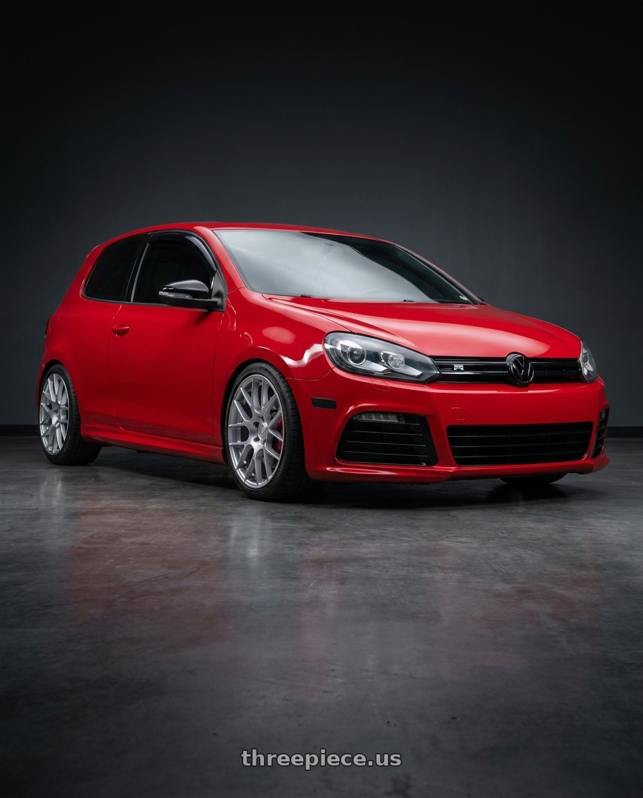 2012 Volkswagen Golf R with Aodhan AH-X 5x112 18x8.5+35 Gloss Silver Machined Face wheels