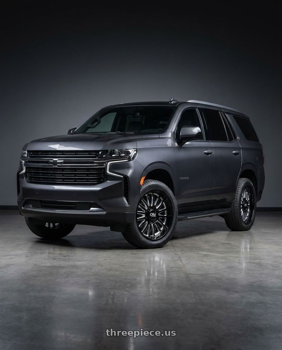 2021 Chevrolet Tahoe LS with Cali Off-Road Summit 9110 6x139.7 22x10+0 Gloss Black/Milled Spokes wheels
