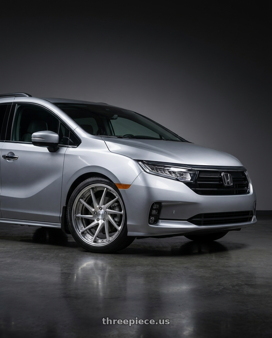 2024 Honda Odyssey  with Work Gnosis Cvs 5x120 20x8.5+45 O Disk Brush Silver Clear wheels