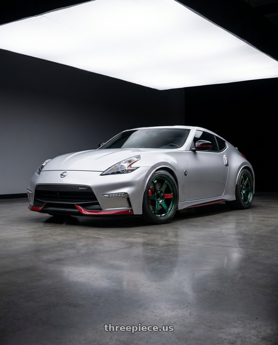2018 Nissan 370z Nismo with Volk Racing TE37SL 5x114.3 18x9.5 +40 RACING GREEN wheels