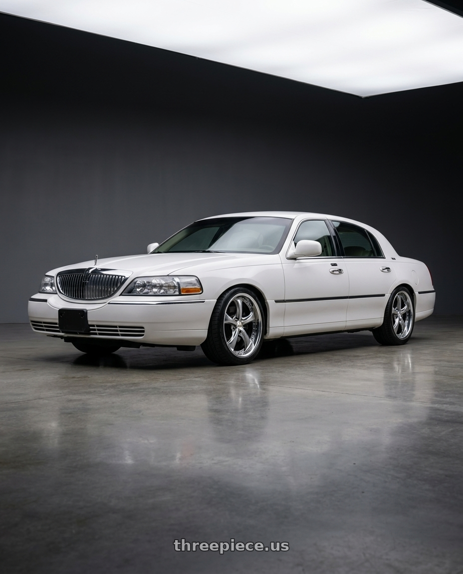 2010 TOWN CAR with Work Wheels VS-KF 5X114.3 19x7.5+34 Brilliant Silver Black A Disk FULL REVERSE wheels